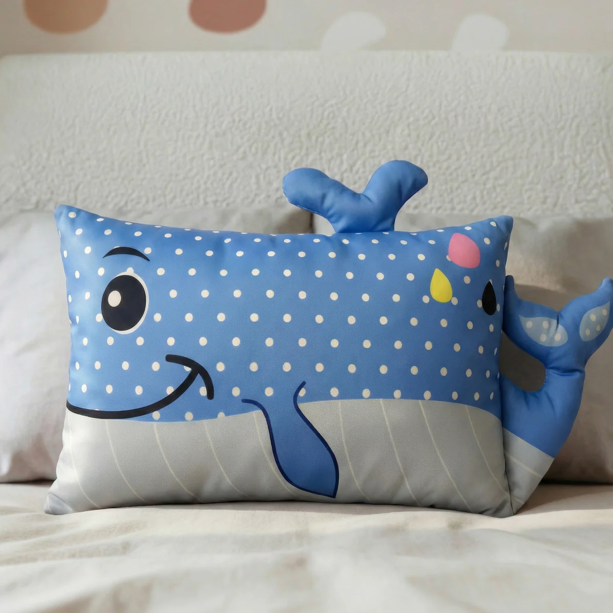 Hoofdkussen Kids Wally Walvis - Blauw/Grijs - Image 3