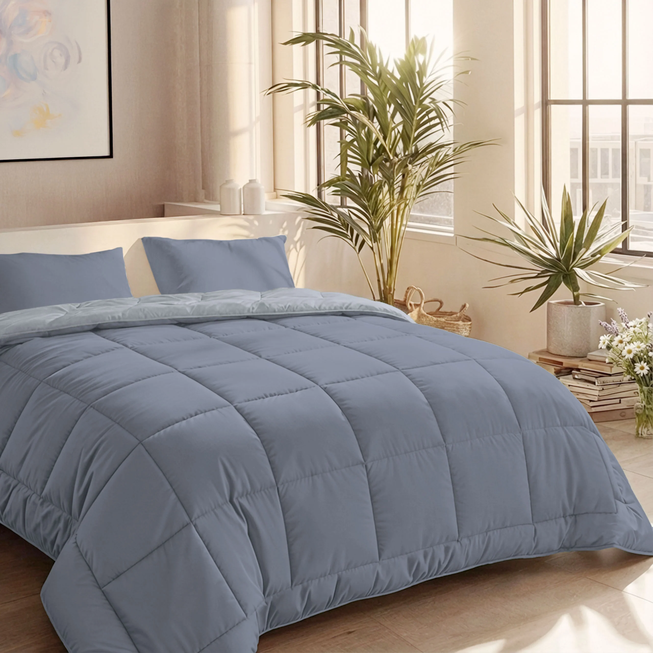 Zelesta Comfort Duo Zomerdekbed - Ijsblauw & Zachtblauw - Image 2