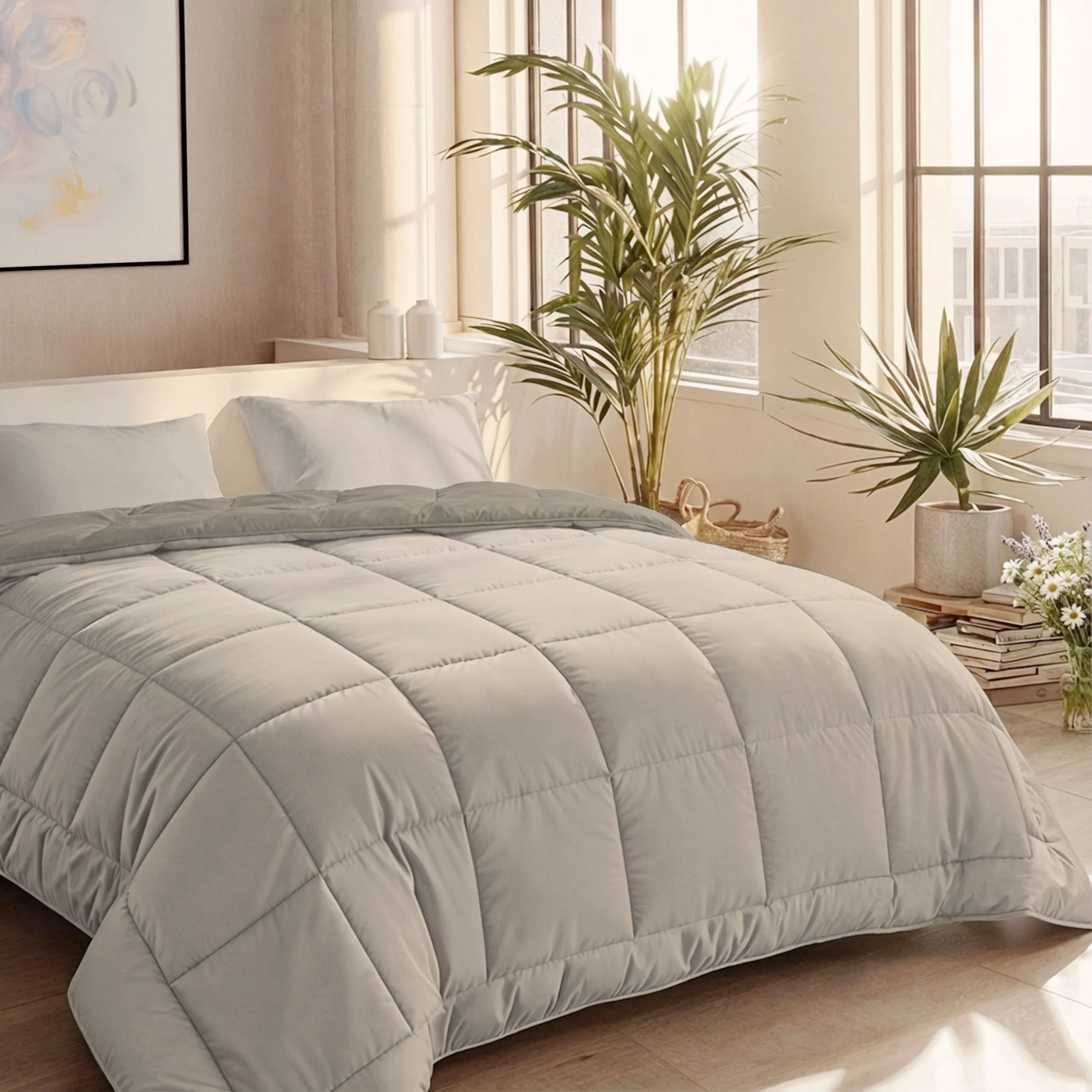 Zelesta Comfort Duo Zomerdekbed - Taupe & Champagne - Image 2