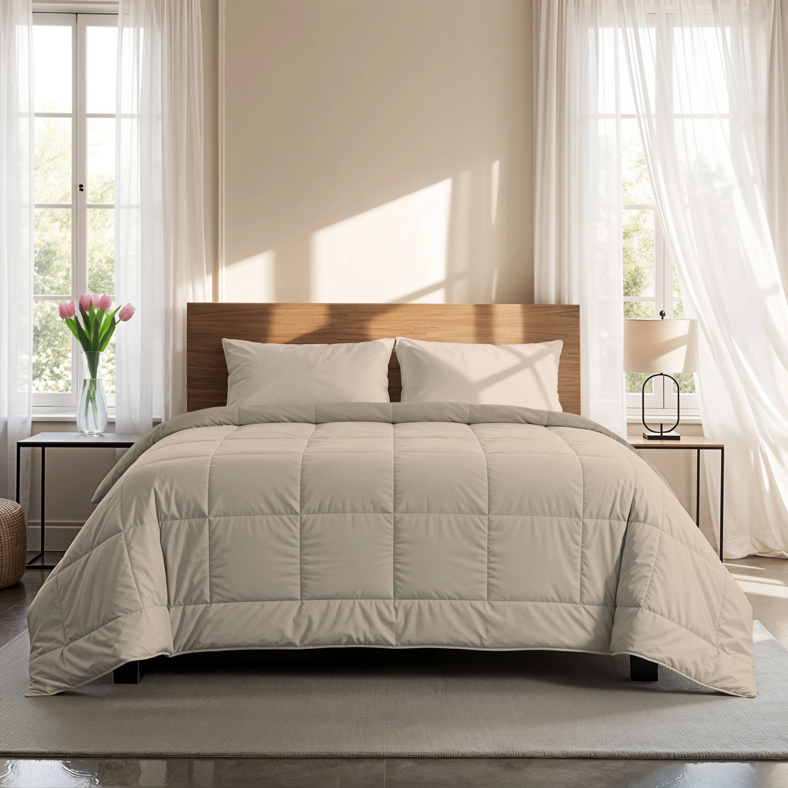 Zelesta Comfort Duo Zomerdekbed - Taupe & Champagne - Image 3