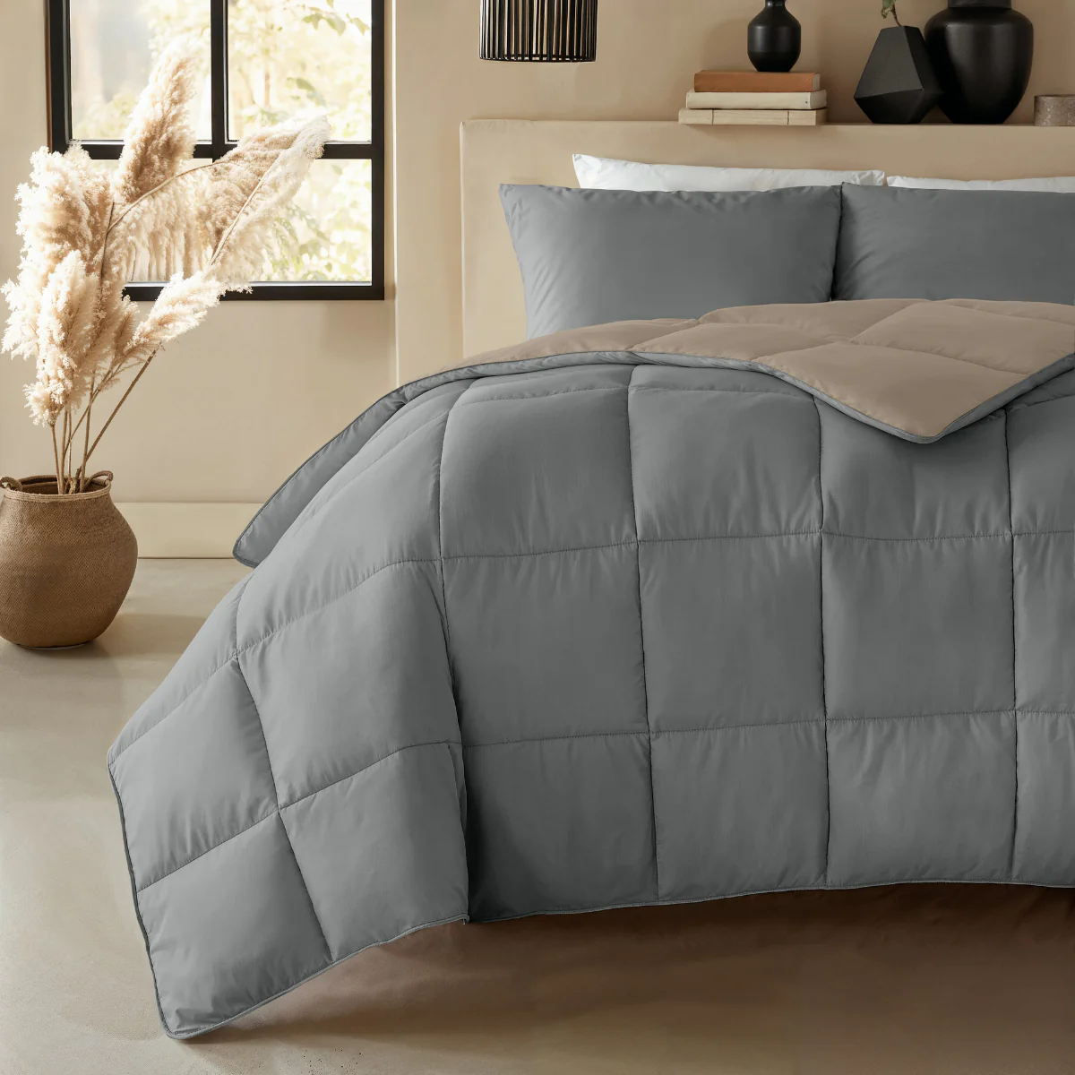 Zelesta Deluxe Duo Percale Katoen Dekbed - Antraciet & Taupe - Image 5