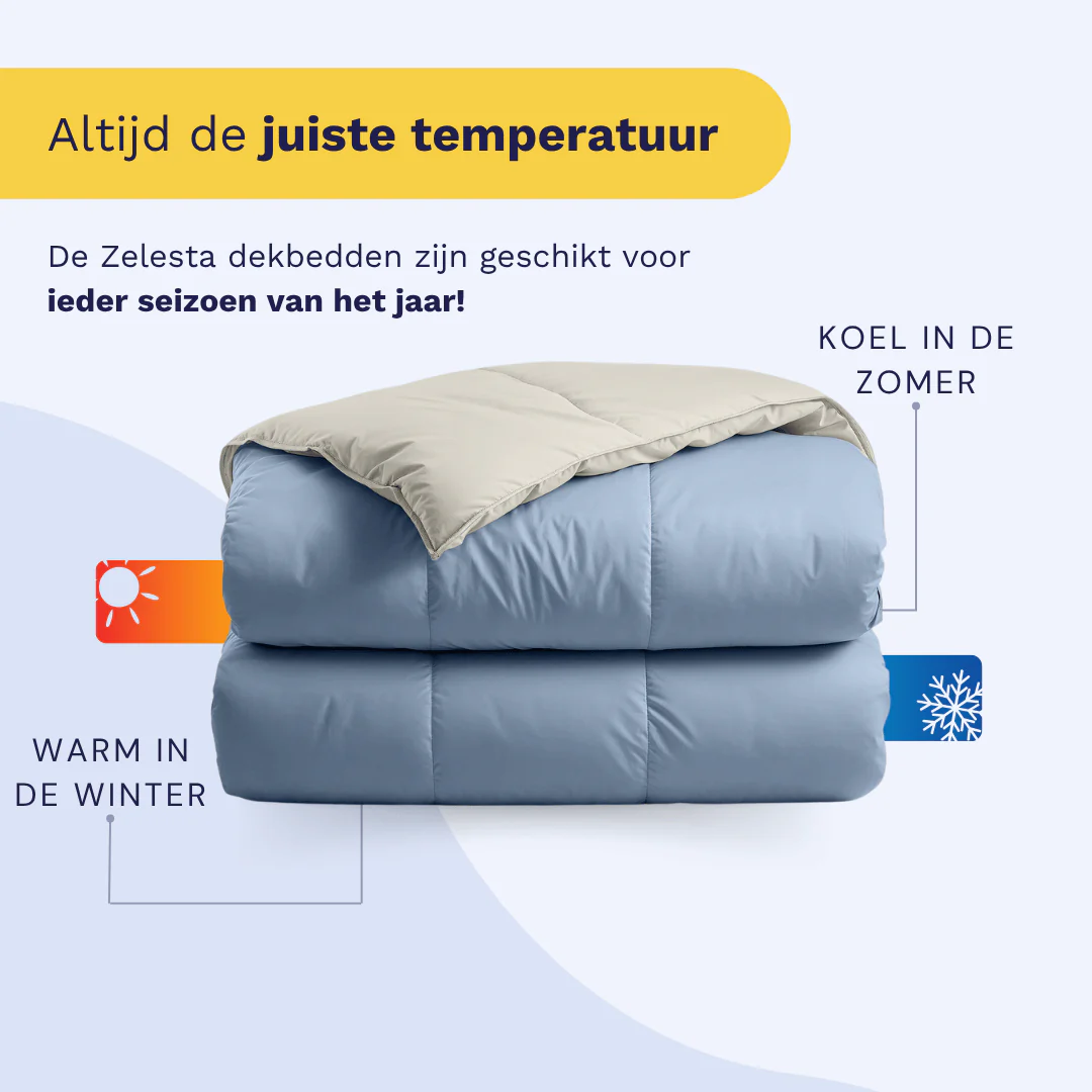 Zelesta Deluxe Duo Percale Katoen Dekbed - Droomblauw & Crème - Image 5