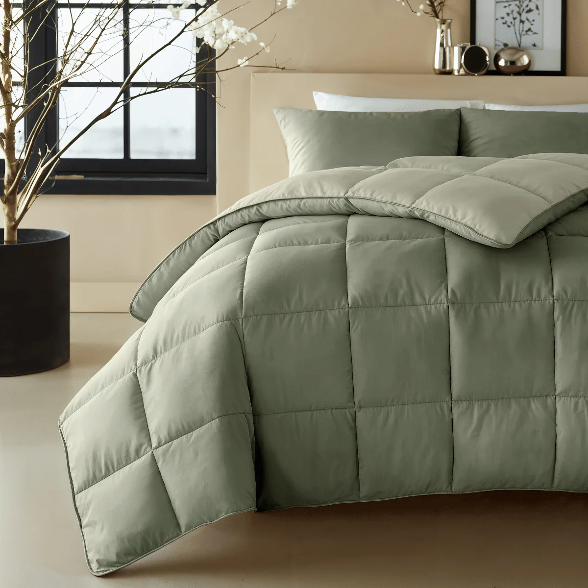 Zelesta Deluxe Duo Percale Katoen Dekbed - Olijfgroen & Mint - Image 2