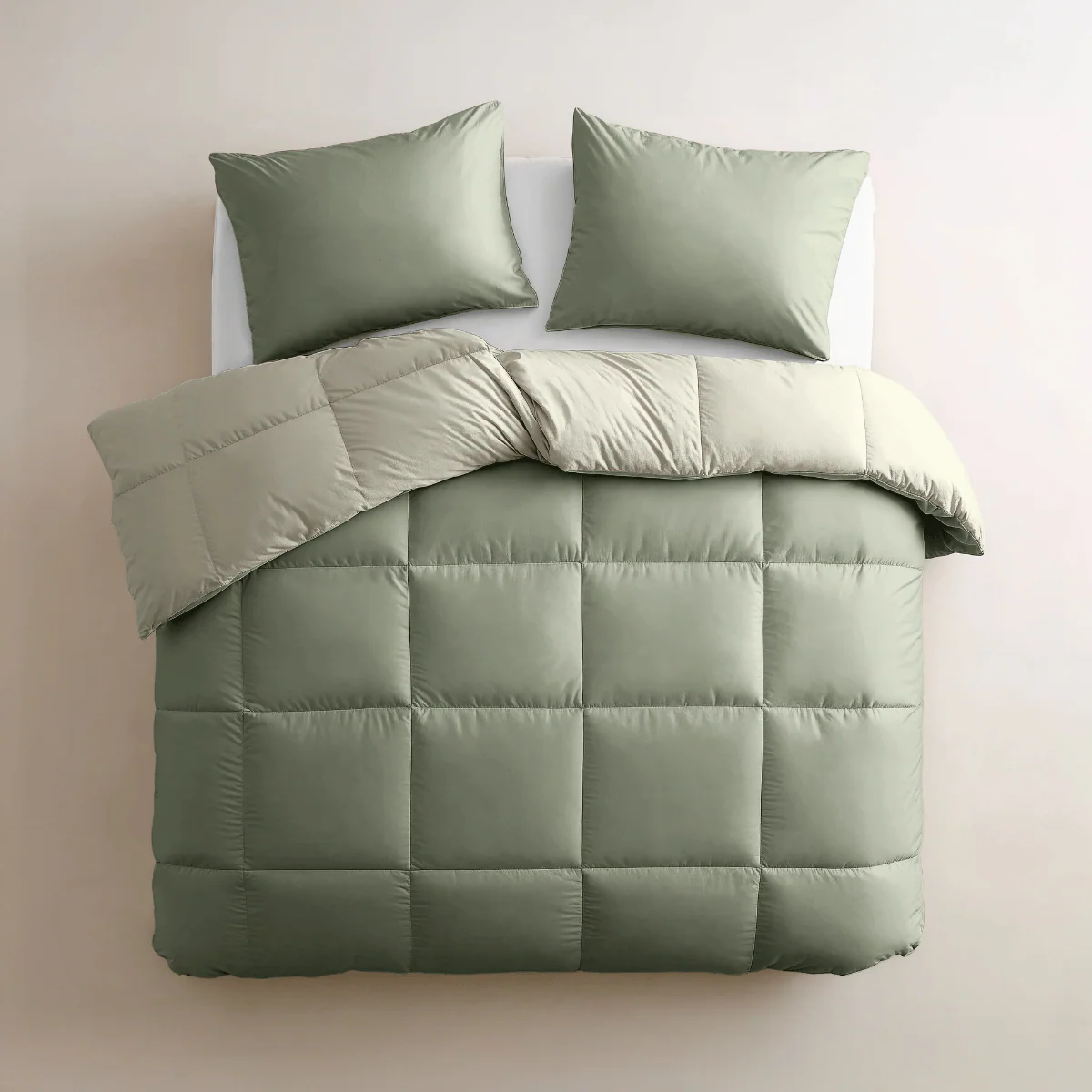 Zelesta Deluxe Duo Percale Katoen Dekbed - Olijfgroen & Mint - Image 3
