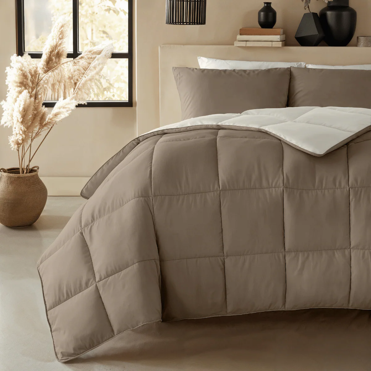 Zelesta Deluxe Duo Percale Katoen Dekbed - Taupe & Crème - Image 2