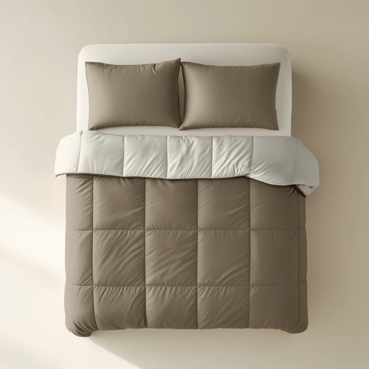 Zelesta Deluxe Duo Percale Katoen Dekbed - Taupe & Crème - Image 5
