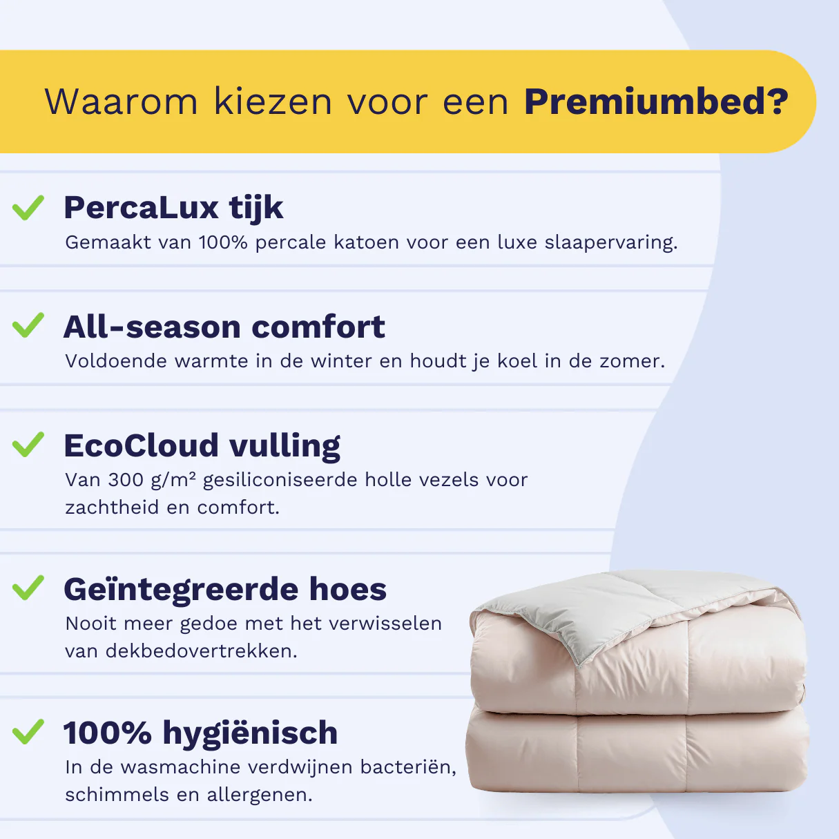 Zelesta Deluxe Duo Percale Katoen Dekbed - Zijde & Crème - Image 4