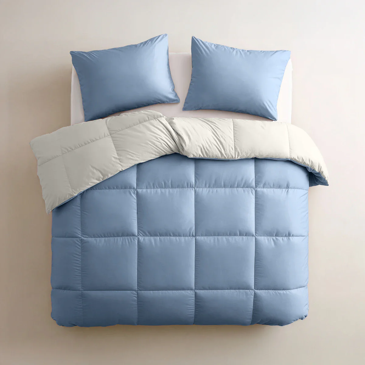Zelesta Deluxe Duo Percale Katoen Zomerdekbed - Droomblauw & Crème - Image 3
