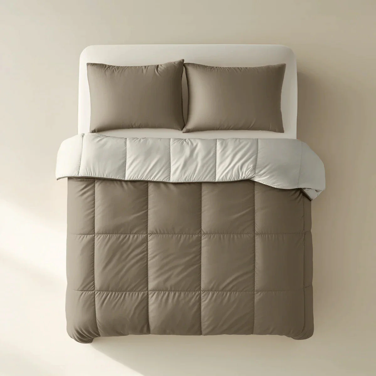 Zelesta Deluxe Duo Percale Katoen Zomerdekbed - Taupe & Crème - Image 3