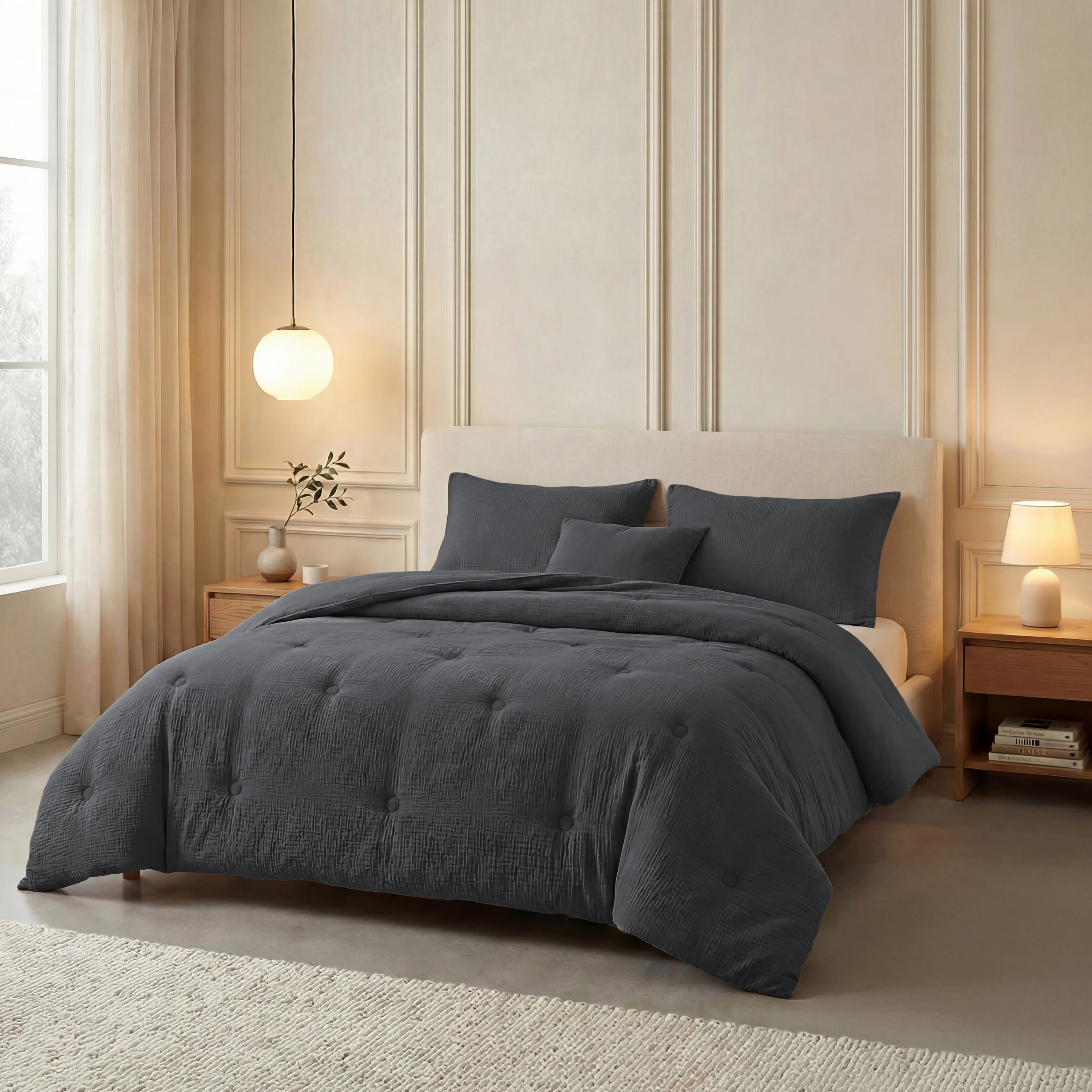 Zelesta Deluxe Katoen Mousseline Dekbed - Antraciet - Image 2