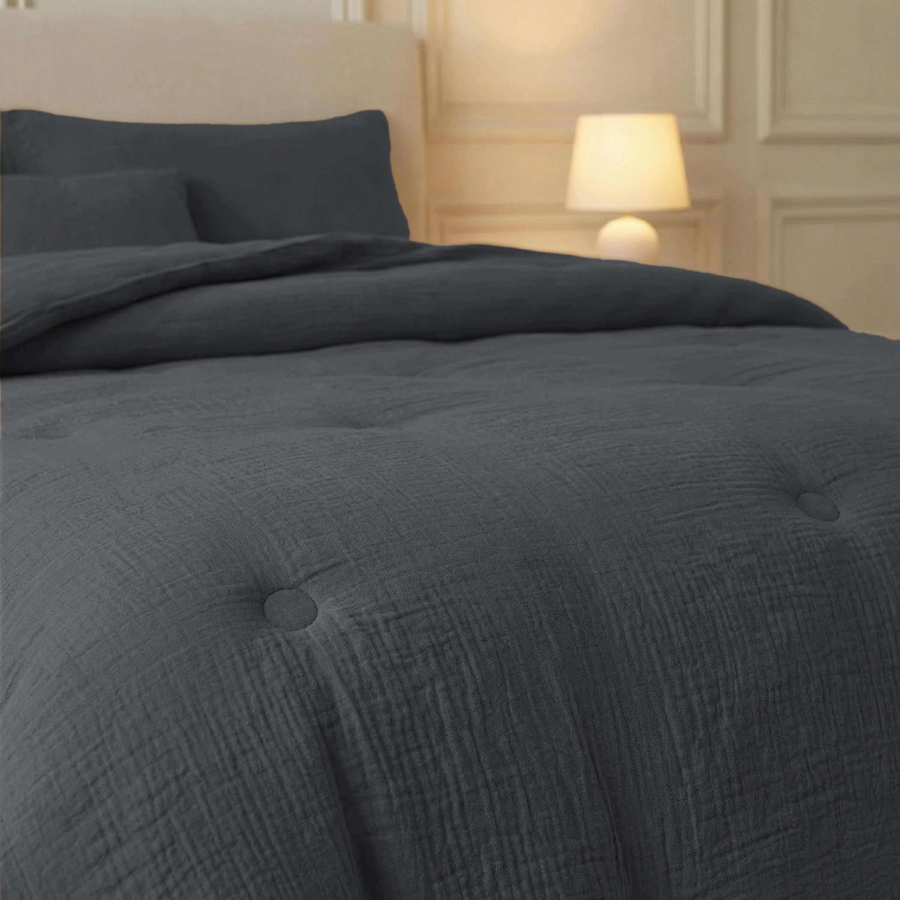 Zelesta Deluxe Katoen Mousseline Dekbed - Antraciet - Image 4