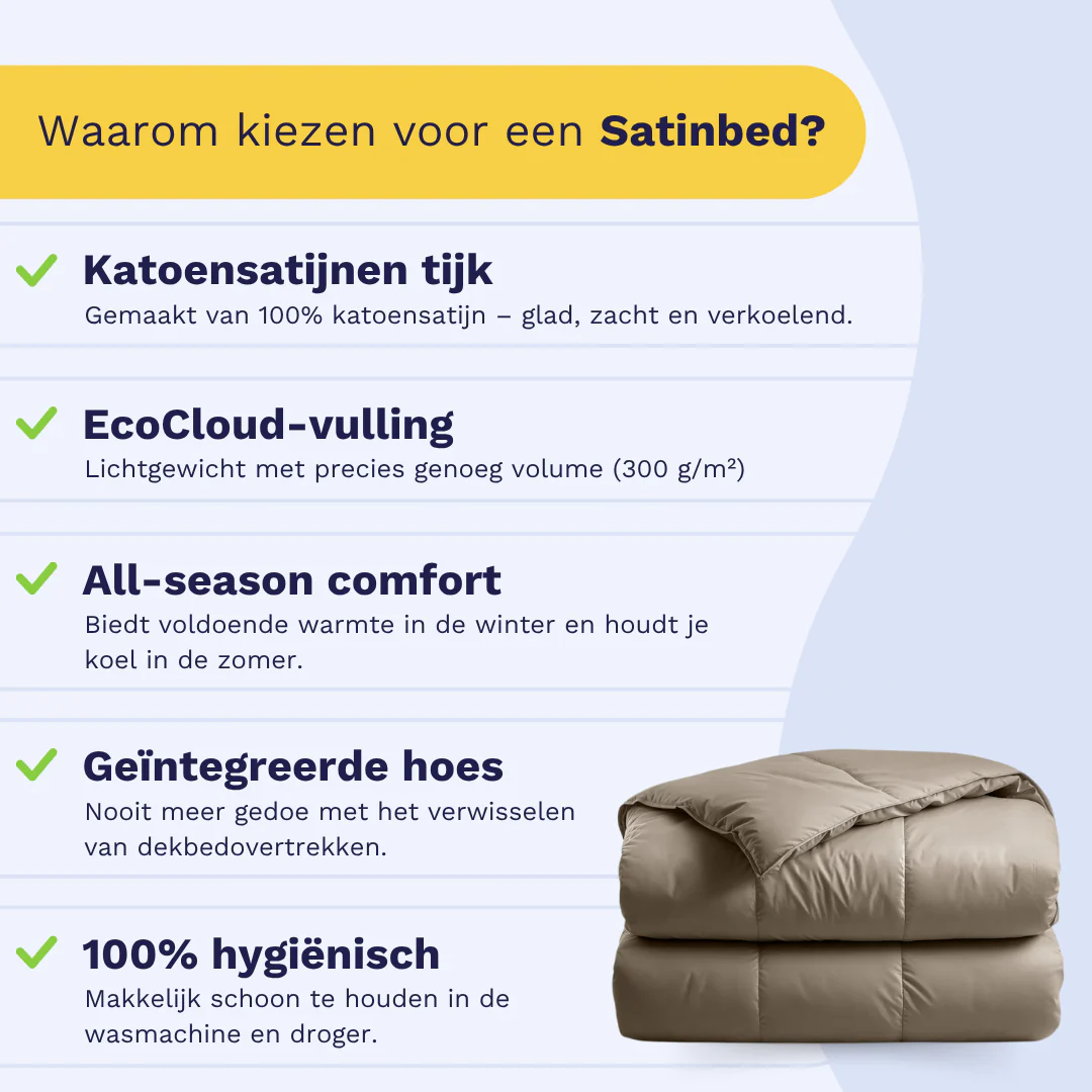 Zelesta Deluxe Uni Satijnkatoen Dekbed - Walnootbruin - Image 4
