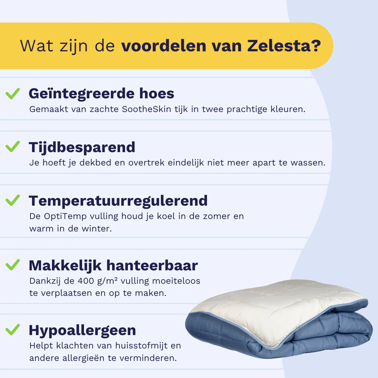 Zelesta Everyday Duo Dekbed - Blauw & Mastiek - Image 4