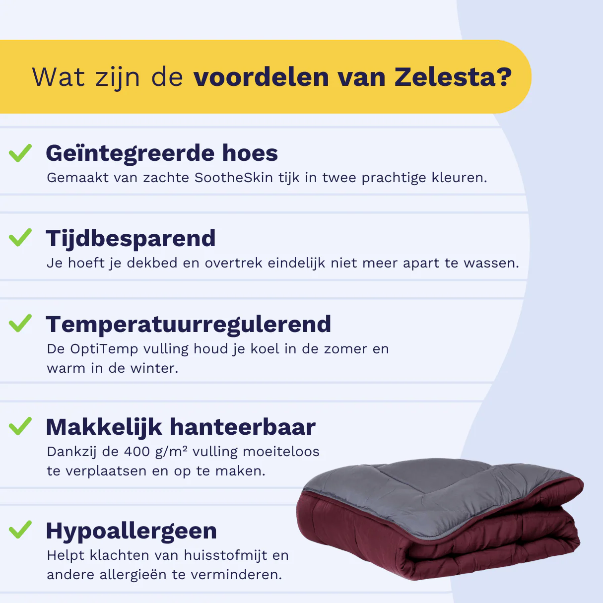 Zelesta Everyday Duo Dekbed - Paars & Antraciet - Image 4