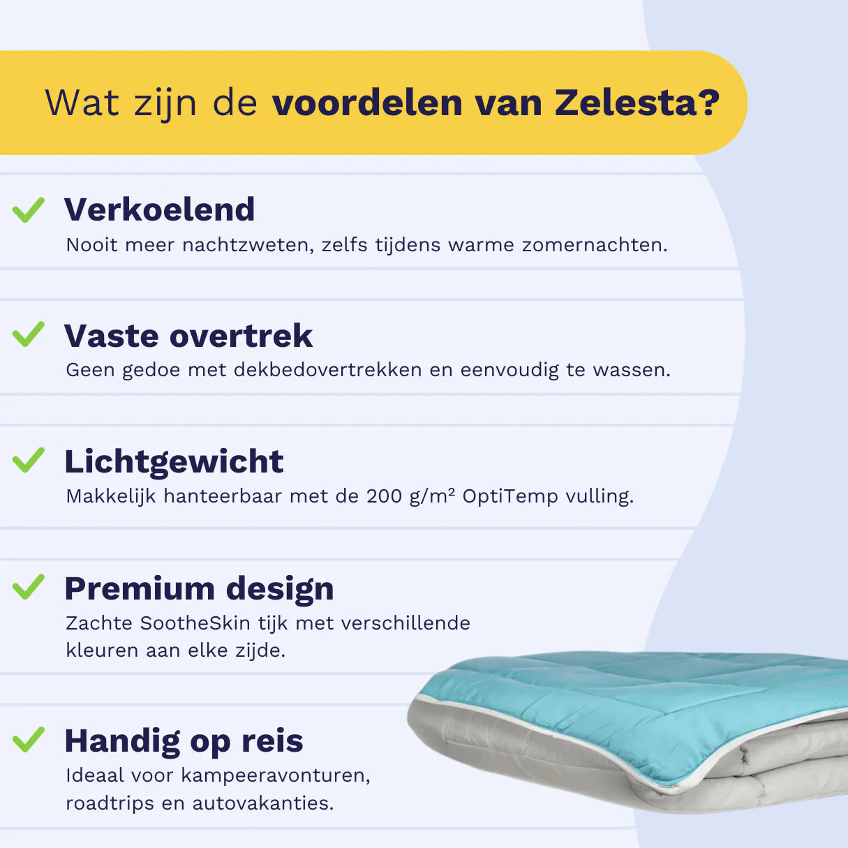 Zelesta Everyday Duo Zomerdekbed - Lichtgrijs & Zeegroen - Image 4