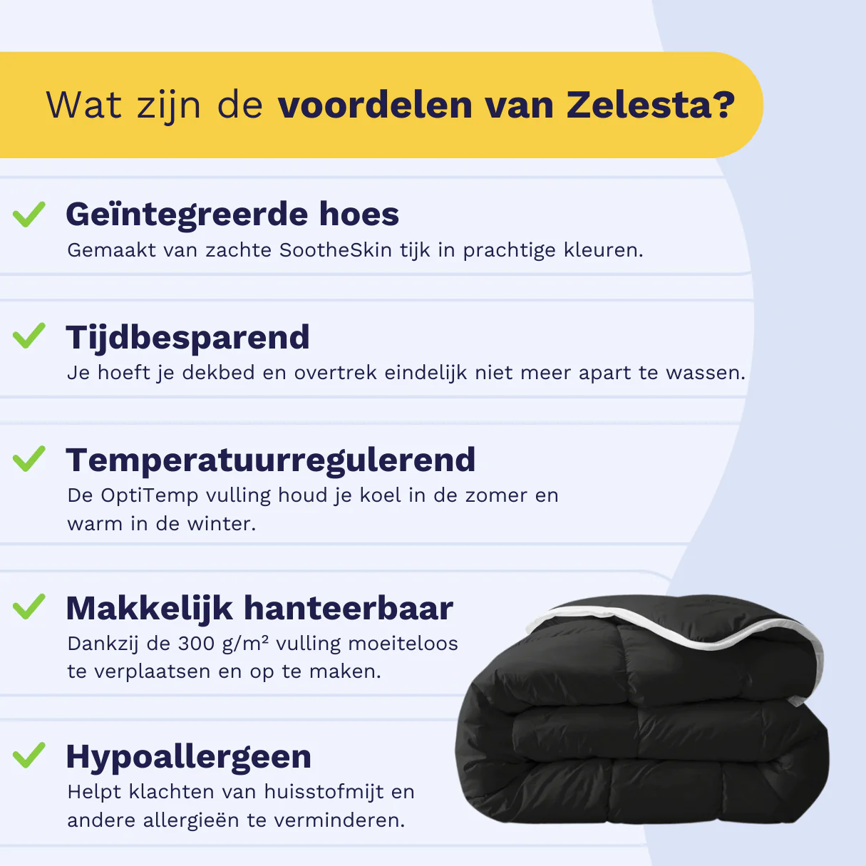 Zelesta Everyday Uni Dekbed - Zwart - Image 4