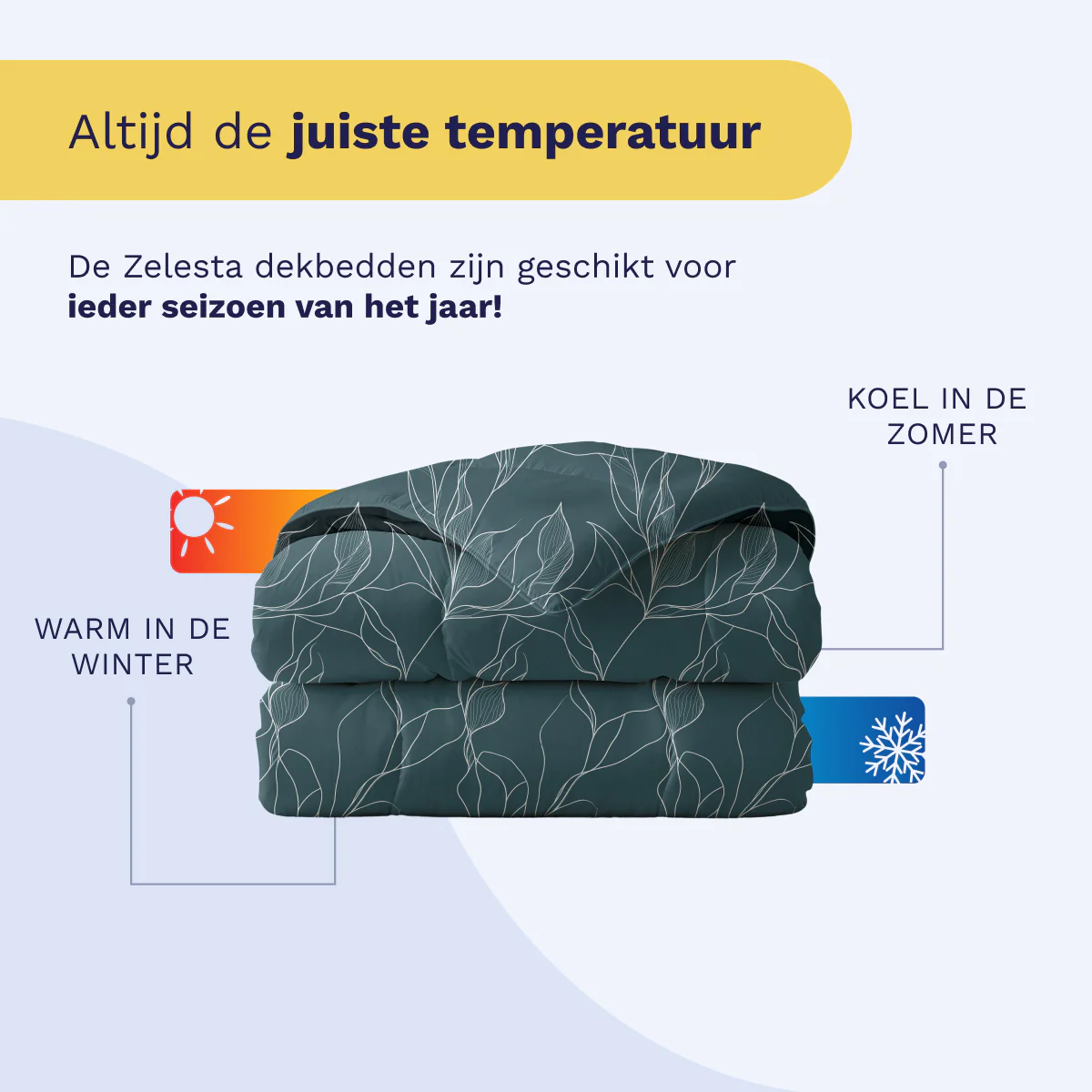 Zelesta Pure Design Katoen Dekbed - White Leaves - Image 7