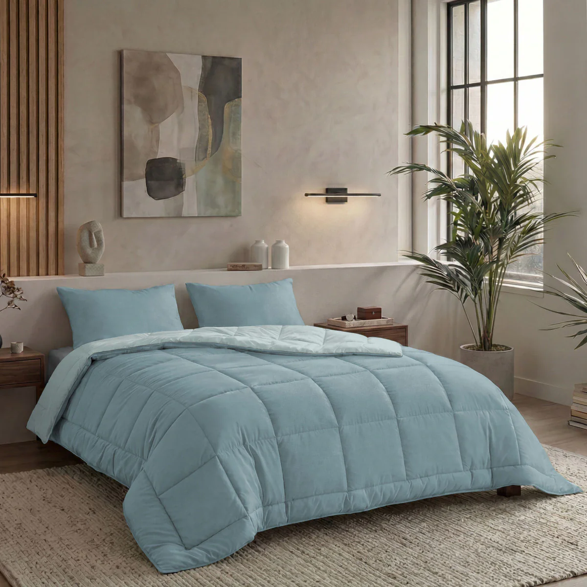 Zelesta Pure Duo Katoen Dekbed - Grijsblauw & Lichtblauw - Image 3