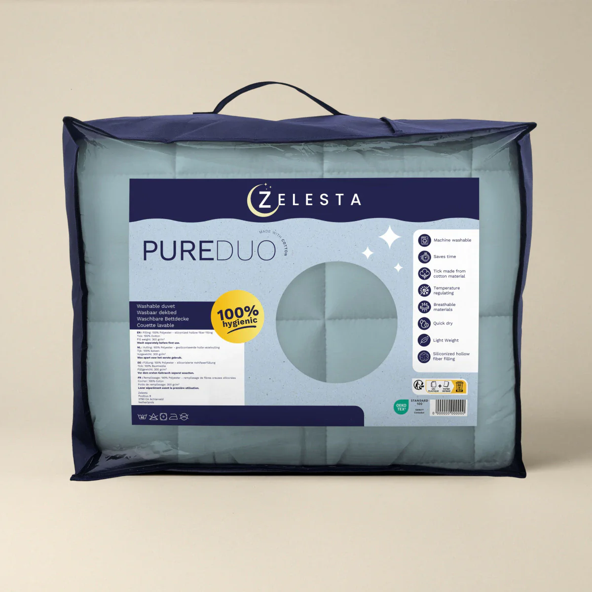 Zelesta Pure Duo Katoen Dekbed - Grijsblauw & Lichtblauw - Image 7