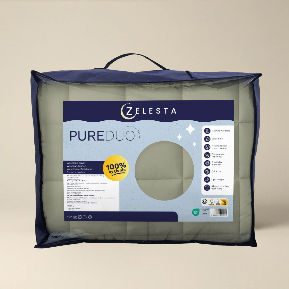 Zelesta Pure Duo Katoen Dekbed - Grijsgroen & Zacht grijsgroen - Image 7