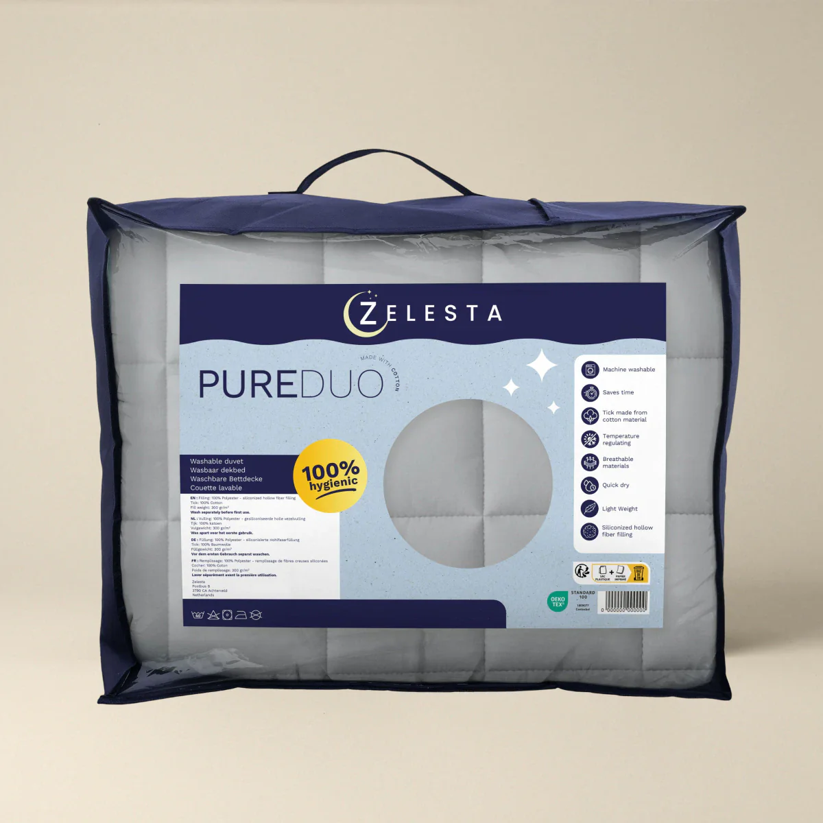 Zelesta Pure Duo Katoen Dekbed - Lichtgrijs & Botergeel - Image 7