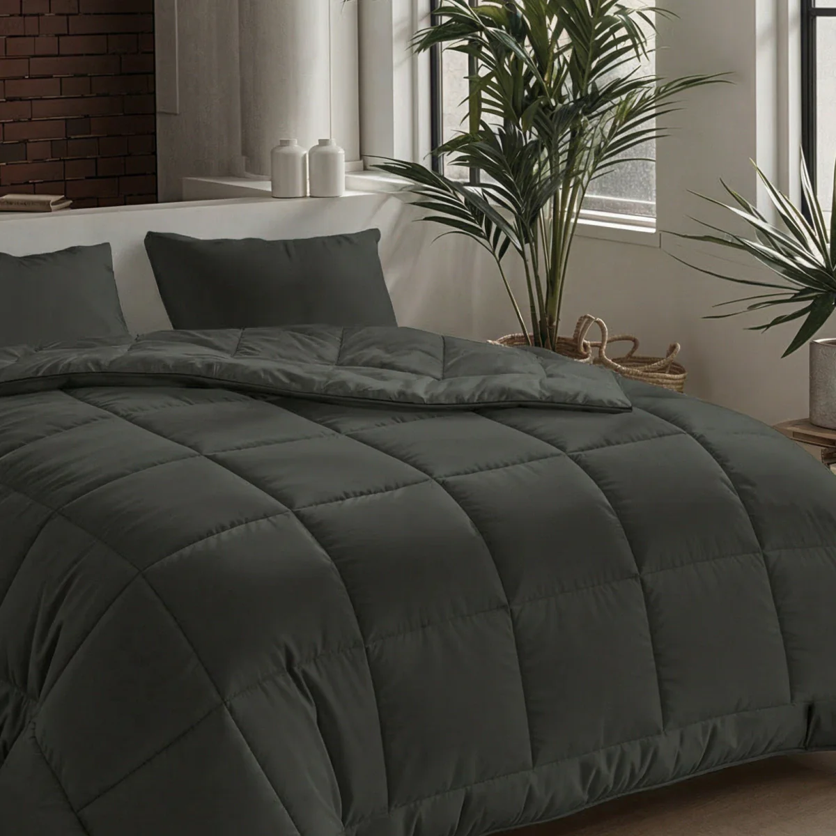 Zelesta Pure Uni Katoen Dekbed - Olijfzwart - Image 3
