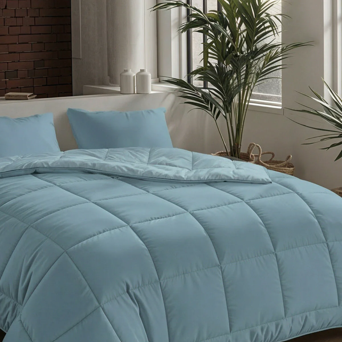 Zelesta Pure Uni Katoen Zomerdekbed - Pastelblauw - Image 3