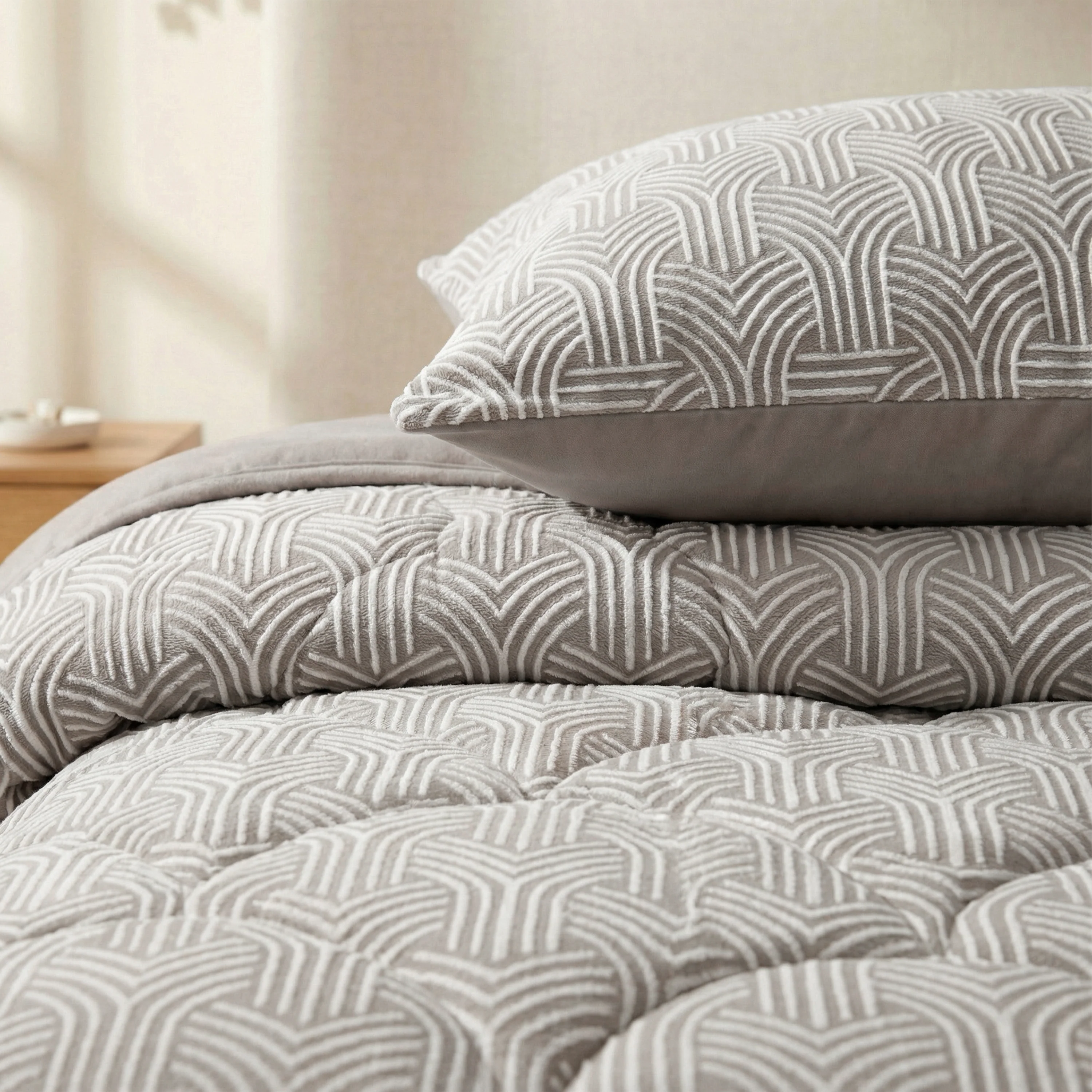 Zelesta Special Flanel Dekbed - Taupe & Grijs - Image 5