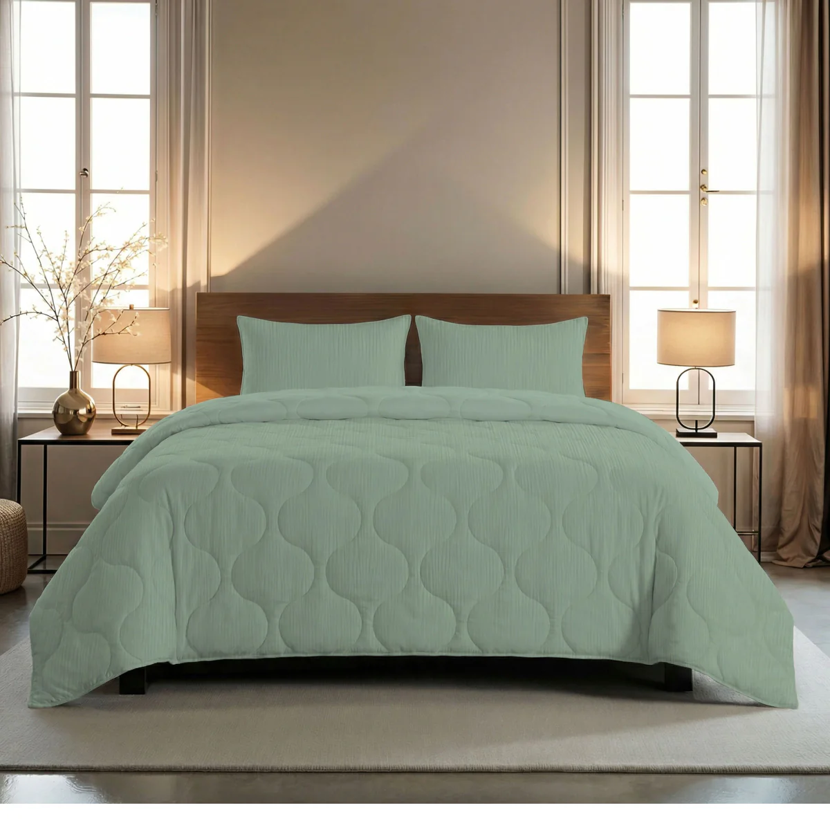 Zelesta Special Mousseline Zomerdekbed - Eucalyptusgroen - Image 2