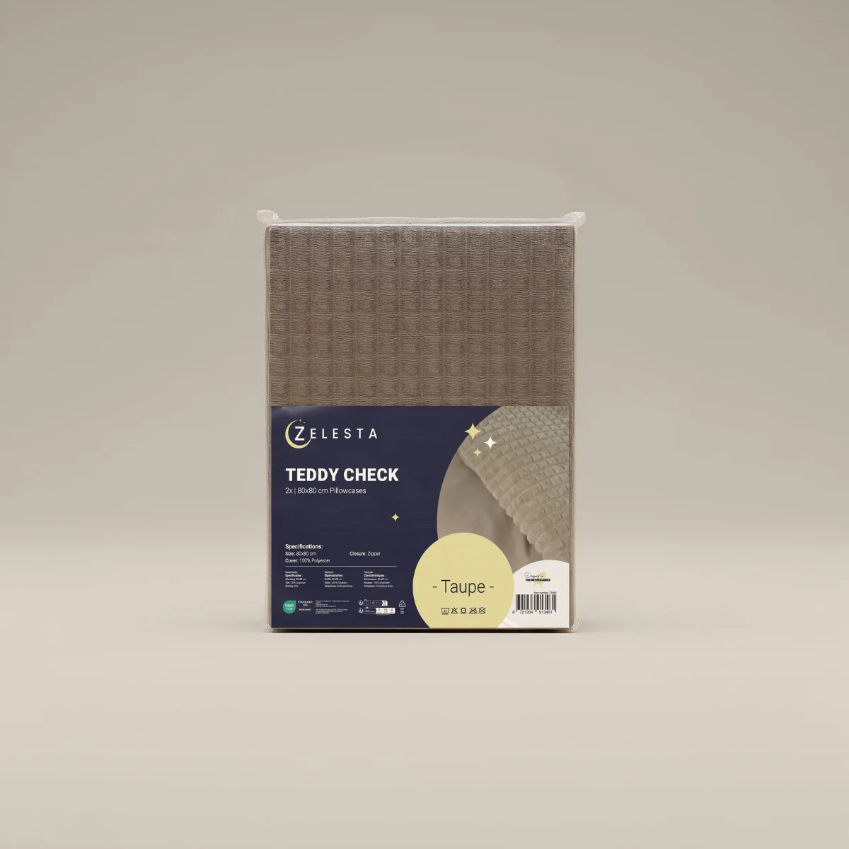 Zelesta Special Teddy Check Kussensloop Set van 2 - Taupe - Image 3