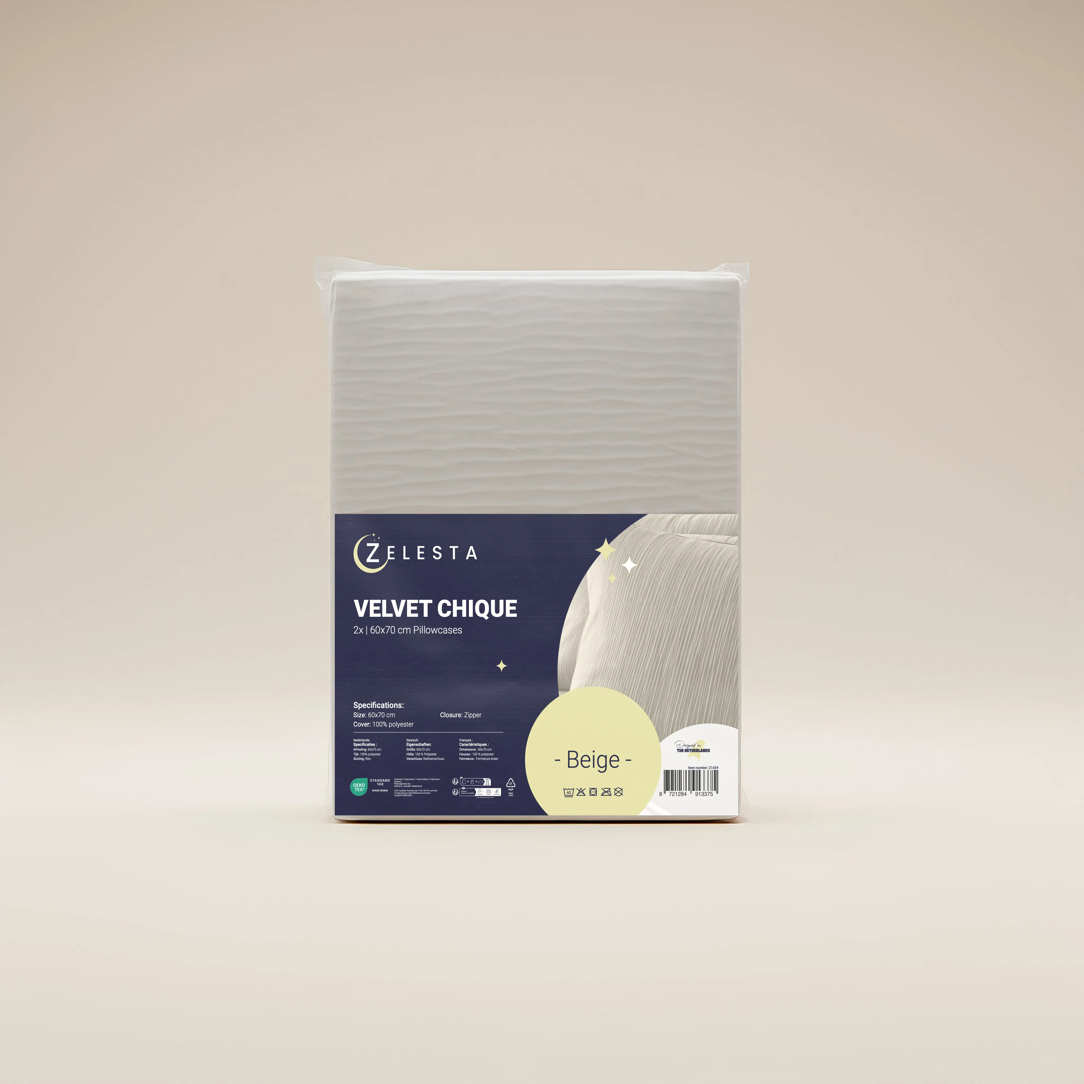 Zelesta Velvetbed Chique Kussensloop Set van 2 - Beige - Image 3