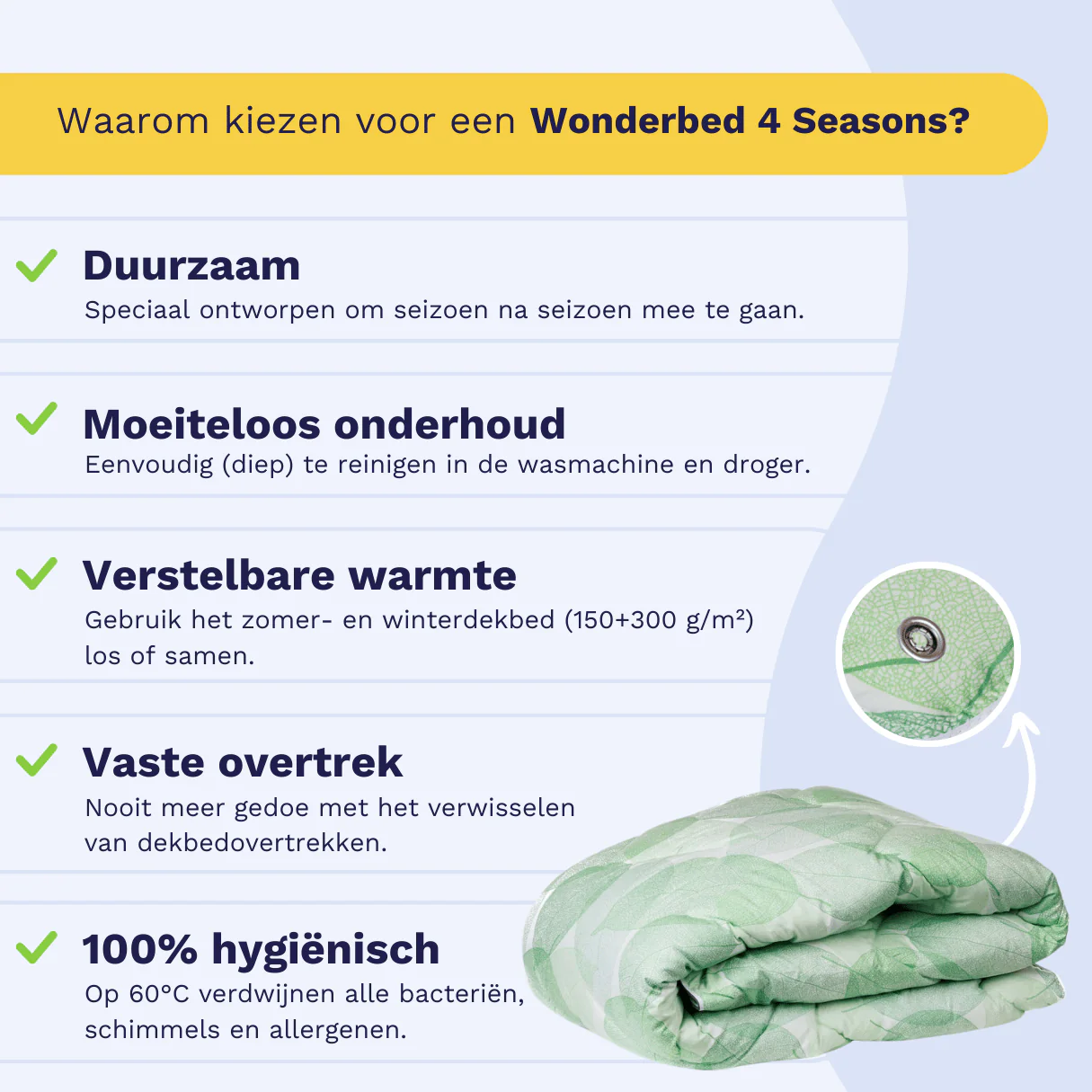 Zelesta Wonderbed 4 Seasons Double -  Fresh Leaf - Image 4
