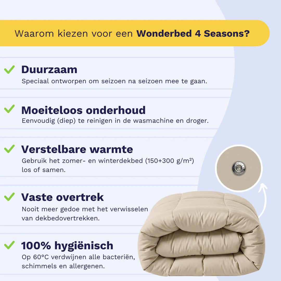 Zelesta Wonderbed 4 Seasons Double Katoen - Desert Sand - Image 4