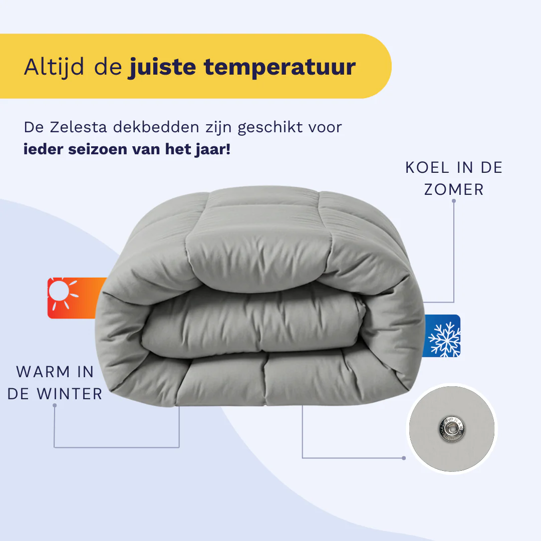 Zelesta Wonderbed 4 Seasons Double Katoen - Morning Grey - Image 3
