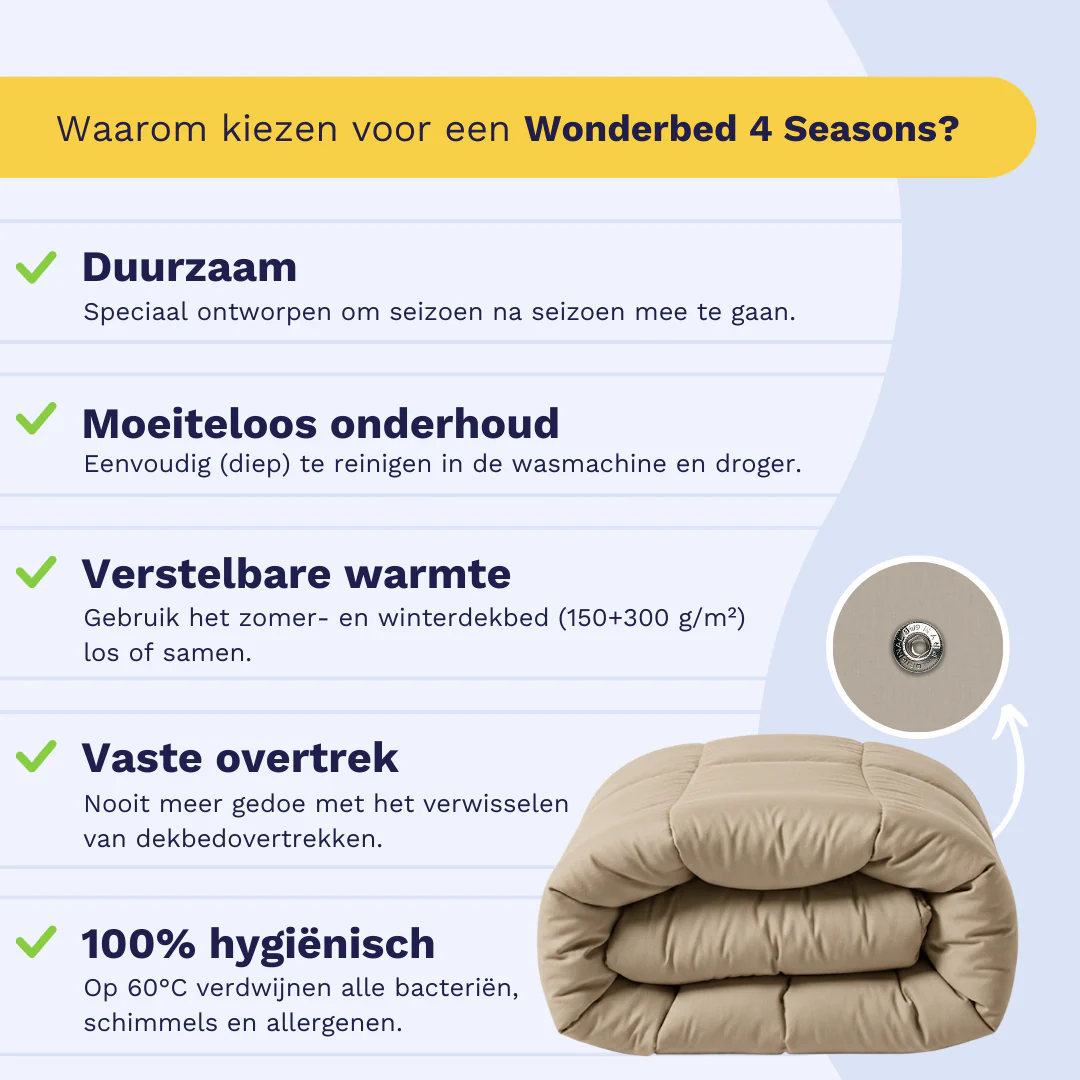 Zelesta Wonderbed 4 Seasons Double Katoen - Taupe Blush - Image 3